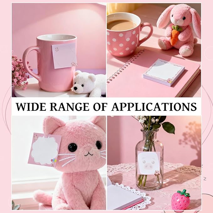 Pig Gifts Sticky Notes - 9 PCS Pink Piggy Self Stick Notes, Pig Gifts for Women Cute Notepads Office School Supplies for Students Teachers Piggy Lover 3x3 Inches