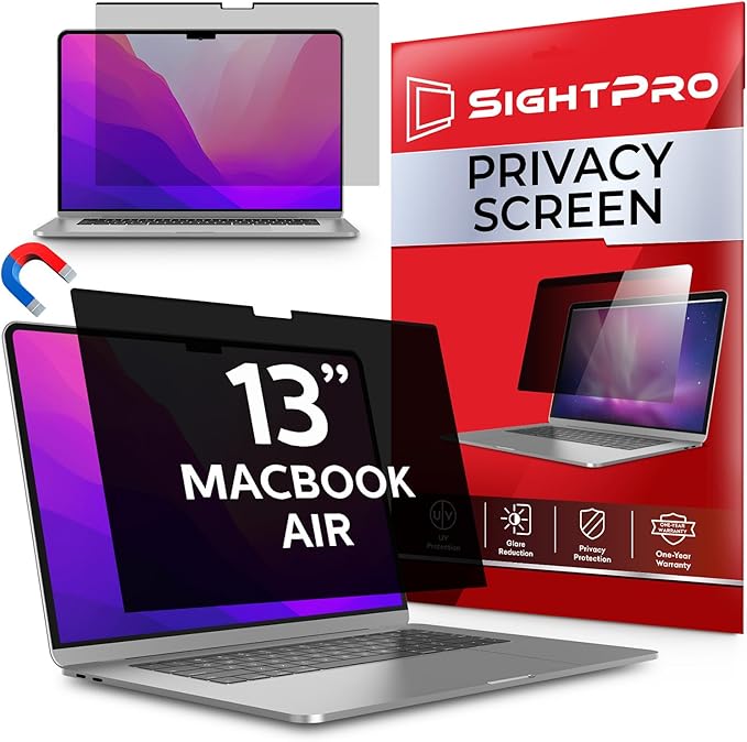 Magnetic Privacy Screen for MacBook Air 13 Inch (2018, 2019, 2020, 2021, M1) Patented Removable Laptop Privacy Filter Shield and Protector