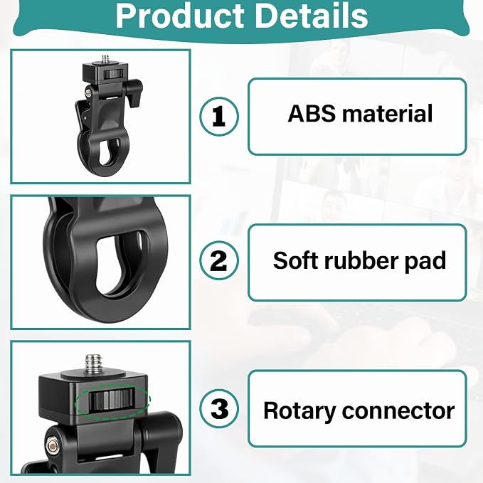 Selfie Phone Light Clip – Portable Clip-On Light for Phone, Camera, Laptop, Webcam, Tripod with 1/4" Thread Mount, Compatible for Zoom or Video Call