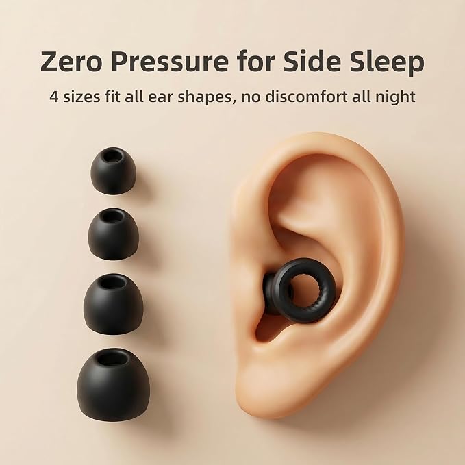 Ear Plugs for Noise Reduction – Reusable Silicone Earplugs with Filter Technology for Sleeping, Travel, Focus, Concerts & Motorcycling Ear Plug +8Tip (Ring-Black)