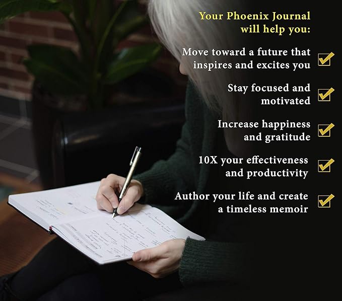 The Phoenix Journal - Quarterly Goal Planner, Daily Planner Journal & Organizer for Goal Setting, Productivity & Focus - Undated 12 Week Planner, Weekly & Monthly Planning, Habit Tracking - Hardcover (Crimson)