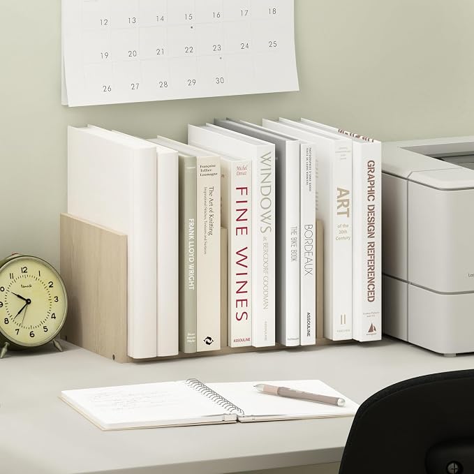 Furinno Hermite File Holder Desk Organizers and Accessories, Natural Oak | Desk Top Vertical Book Shelf, for Office Supplies, Organization