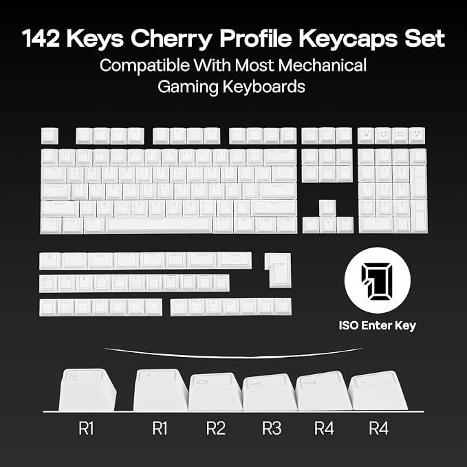 EPOMAKER Glintrix PBT Shine Through Keycaps, Arris & Keys Backlit, Double Shot, Cherry Profile, 60/75/96/Full Size, Custom Keyboard Keycaps Set for Mechanical Gaming Keyboard (White)