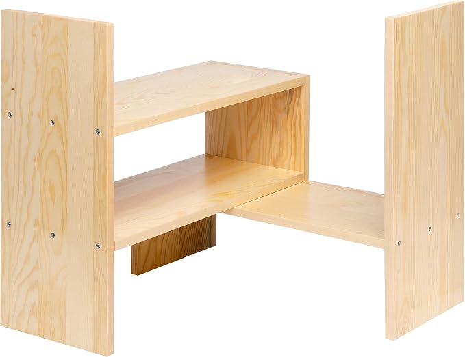 Desktop Organizer Office Storage Rack Adjustable Natural Wood Display Book Shelf Stand Rack Wood Caddy Desk Organizer Set Office Storage Expandable Tabletop