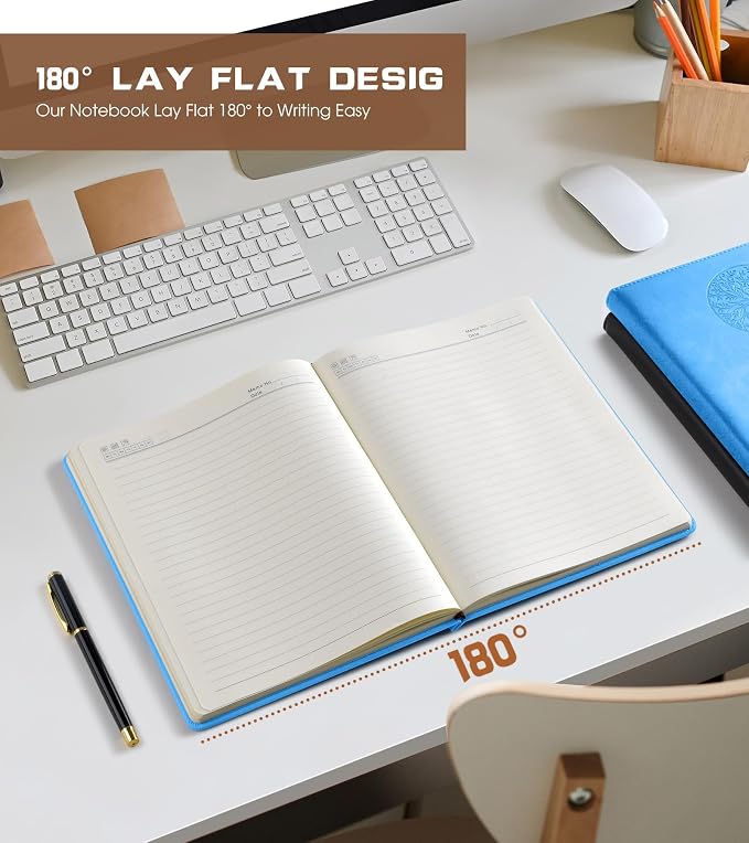 Lined Journal Notebook for Women Men,256 Thick Pages,A5 Hardcover Vintage Leather Journal for Writing,Travel,Business,Work, School,College Ruled Notebooks for Note Taking,Daily Diary 5.7"×8.3"