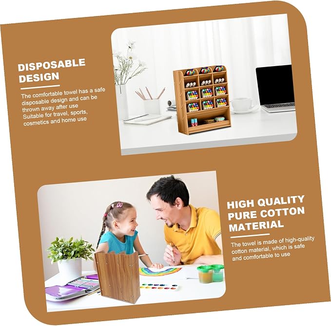 Ciieeo Multi-Grid Pen Box Wooden Pencil Case Pen Storage Box for Markers Pens Pencils Office Holder for Desk Stationery Storage Supply 10.03 X 8.26 X 3.62 in