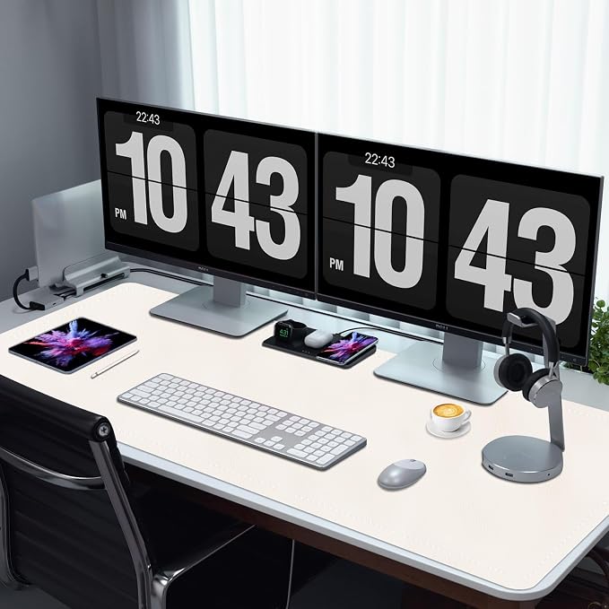 47.2" x 23.6" Large Desk Pad Mat - Non-Slip PU Leather Desk Mat, Large Mouse Pad, Computer Mat for Keyboard Mouse, Waterproof Desk Writing Mat, Desk Blotter Mat for Work (Ivory White)