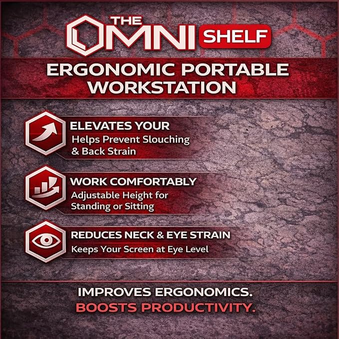 The OmniShelf Portable Workstation, Magnetic Toolbox, Laptop Stand w/ 50 lb Capacity, Hands Free Workstation, Attach to HVAC, Trucks, Walls, Poles etc. (Model # OSO1 - Magnets)