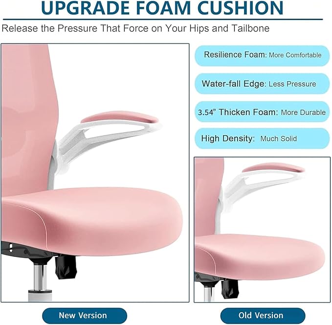 Mimoglad Office Chair, High Back Ergonomic Desk Chair with Adjustable Lumbar Support and Headrest, Swivel Task Chair with flip-up Armrests for Guitar Playing