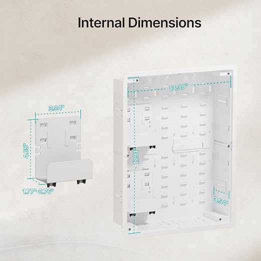 17" in-Wall Media Box Recessed Outlet Cable Management Kit | Structured Media Enclosure, One Connect & Network Switches, Fits Fire TV Stick Samsung, Recessed In-Wall Design