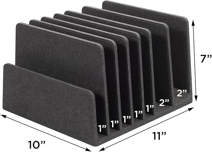 MobileVision Executive Dark Gray Device Organizer for Smartphones, Tablets and Laptops, 7 Slots with Extra Wide Slots for Laptops