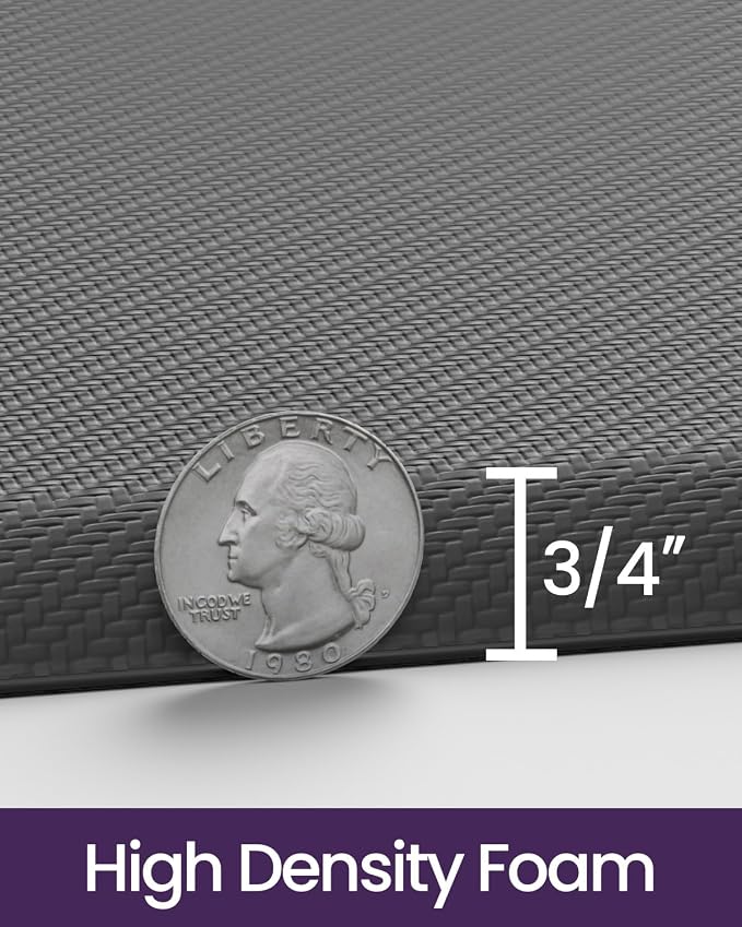 DEXI Kitchen Mat Cushioned Anti Fatigue, Extra Thick Comfort Standing Floor Mats Waterproof, Memory Foam Antifatigue Runner Rug for Desk Office, Sink, Laundry, 48x20, Grey