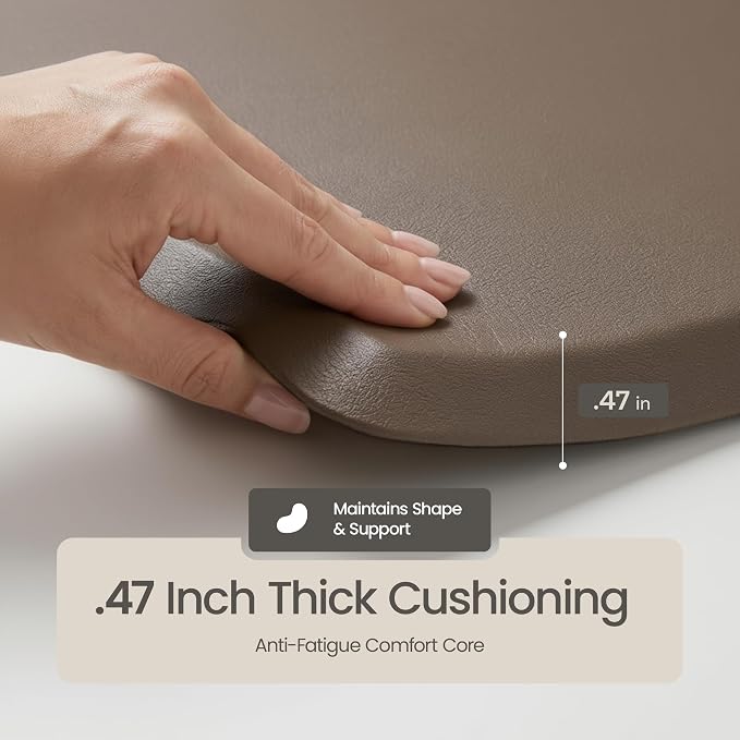 Anti Fatigue Kitchen Mats for Floor | Padded Kitchen Rugs | Non Slip, Cushioned Standing Desk Mat | Waterproof Floor Mat for Home and Office | 17.3" x 28" X 0.47", Brown, 1-Pack | More Décor