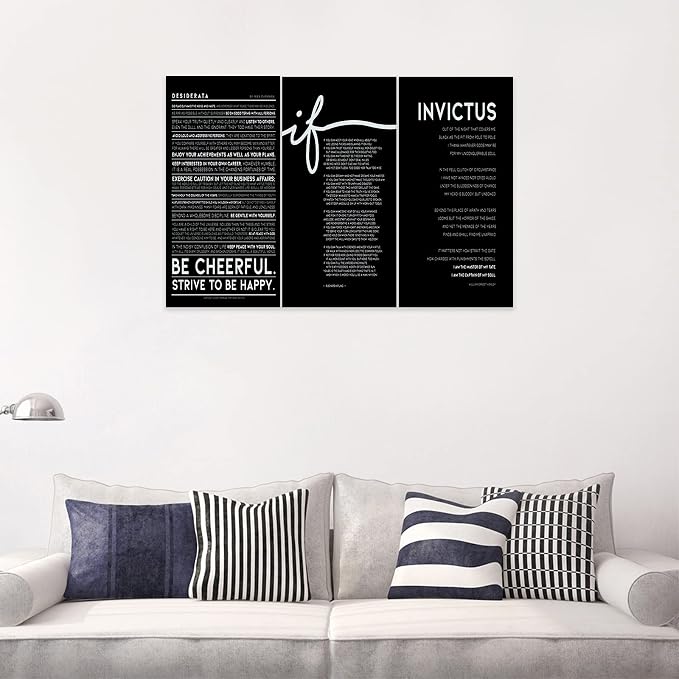 3 Piece Inspirational Wall Art, Black Background Sayings Picture, Quotes Motivational Canvas Prints for Office Decor, Triptych Entrepreneur Painting Framed Artwork for Home Wall Decor (36"Wx24" H)