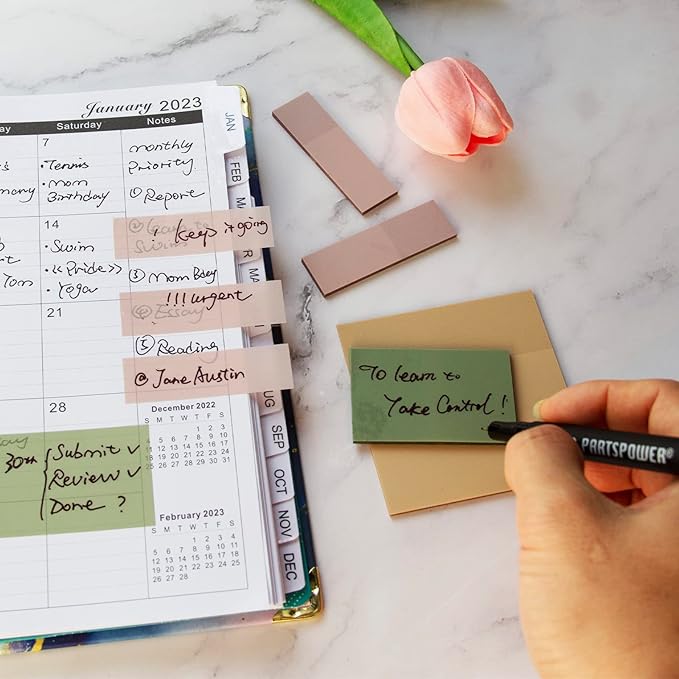 PARTSPOWER Transparent Pastel Sticky Notes, Clear Sticky Tabs - Translucent Page Flags Book Markers, Perfect for Reading Annotating, Bible Journaling School Study Office School Supplies