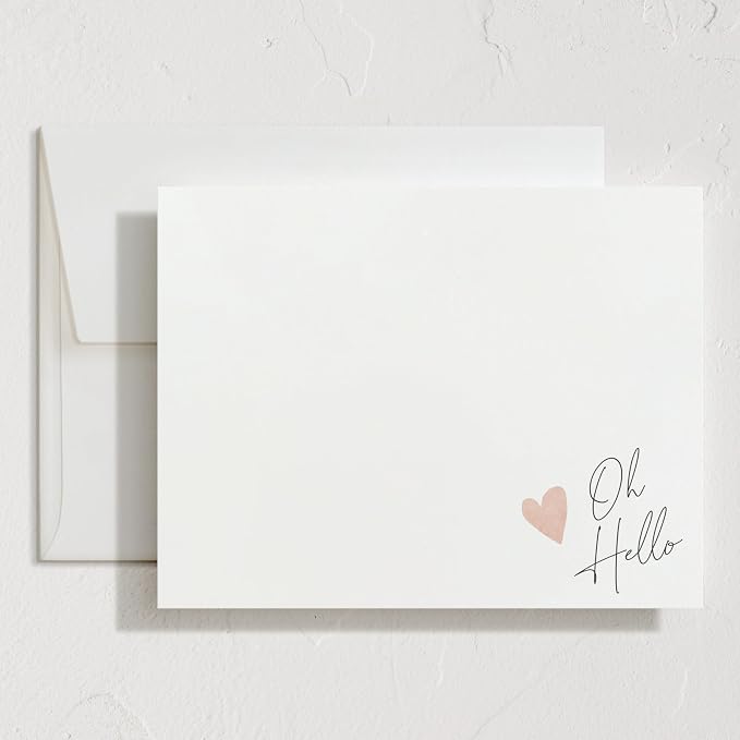 Minted Signed Heart Stationery Cards,10 Ct,Blank Cards and Envelopes For Thank You Notes, Invitations & Handwritten Messages, Note Cards Set, Gifts for Women, Blush Pink Color