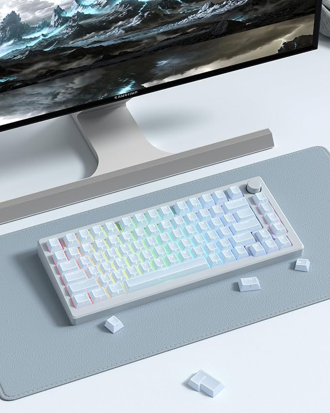 Blue Jade keycap, 142Key Set, Translucent Double Shot 142 Keys Cherry Profile for 60% 65% 75% 87 104 108 Layout Mechanical Keyboards, MX Switch CompatibleKeyboard