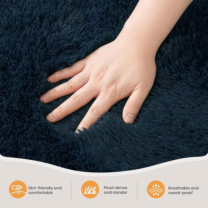 Zentavio Blue Rug Boys Rugs for Bedroom 4x6 Dark Blue Carpet Nursery Aesthetic Kids Playroom Navy Area Rugs for Teen Home Decor Fluffy Shag Bedside Floor Living Room Carpet