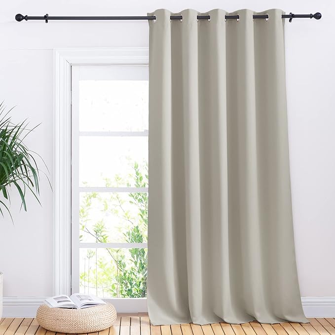 NICETOWN Window Blackout Curtain Panel for Living Room, Natural, 1 Panel, 70 x 95 inch, Thermal Insulated Blackout Drape/Drapery for Loft, Guestroom