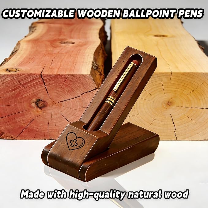 Personalized Ballpoint Engraved Pen with Name Engraved, Elegant Executive Gift for Men Women Boss Teacher Coworker Father's Day Birthday Anniversary (Walnut color)