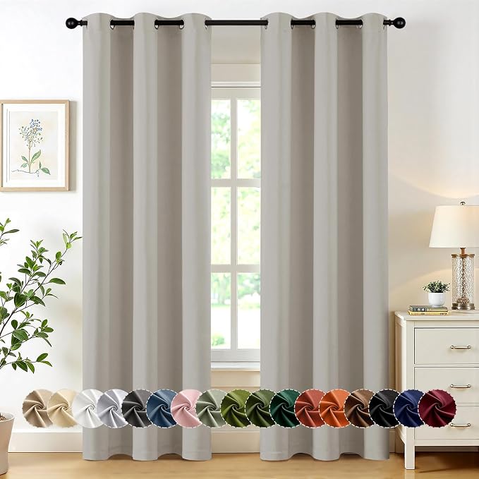 MIULEE Blackout Curtains for Bedroom Living Room 2 Panels, Thermal Insulated Room Darkening Drapes Grommet Noise Reducing Light Blocking Window Treatments 72 Inches Long 40x72 Inch Natural