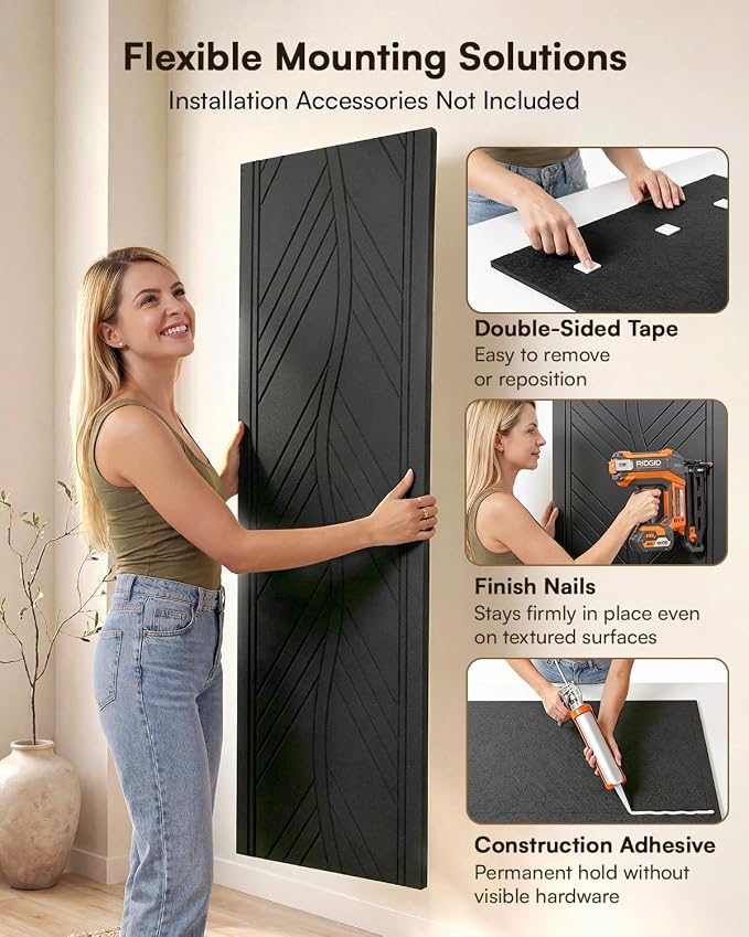 SODOCT 6 Pack Large Acoustic Panels, 47.2" X 23.6" X 0.4" Sound Proof Panels for Walls, Wall Paneles Decorativos Para Pared for Home Studio & Office, Black