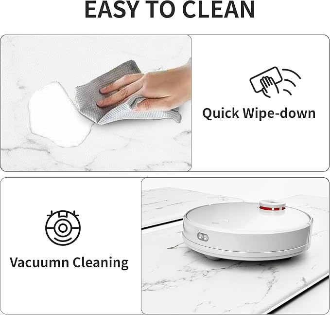 Marble White Kitchen Mats for Floor, Long Cushioned Anti Fatigue | Extra Long Coverage,Cushioned Comfort,Non-Slip Backing,Waterproof Surface,Soft Underfoot,Easy Clean,Kitchen Island