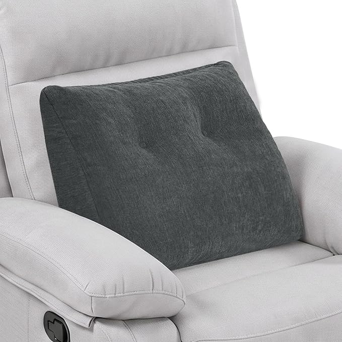 Back Support Pillow for Recliner Soft Dual Layer Lumbar Support Pillow with Memory Foam Shreds Ergonomic Orthopedic Couch Back Cushions for Elderly Lower Back Pain Relief Dark Grey