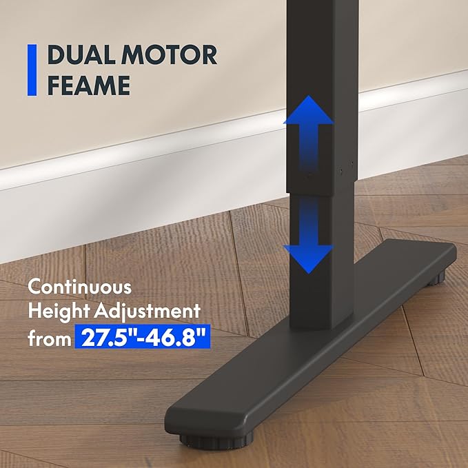 FLEXISPOT E3 Bamboo Dual Motor Electric Standing Desk 55 x 28 Sit Stand Up Desk, Holds 220 lbs, Adjustable Height w/Memory Presets, Solid Bamboo Desktop & Black Frame, Ships in 2 Boxes