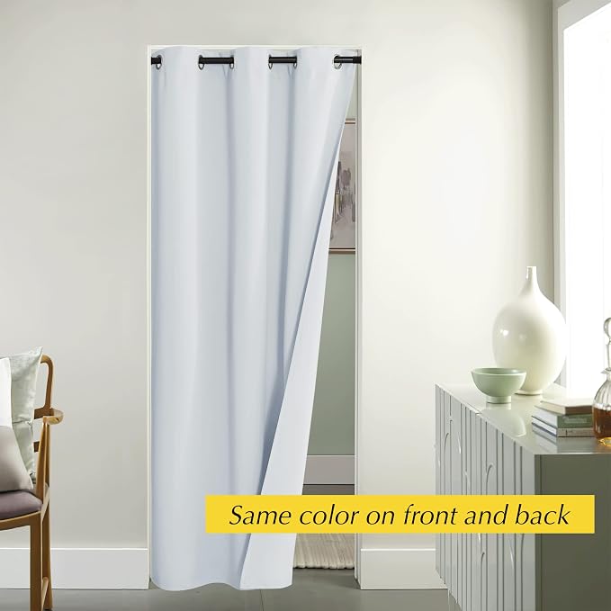 NICETOWN Door Curtain 80 inches Length, Room Darkening Privacy Doorway Drape Easy Sliding Grommet Thermal Insulated Curtain for Bedroom Closet Door, W42 x L80 inch, Cloud White, 1 Panel
