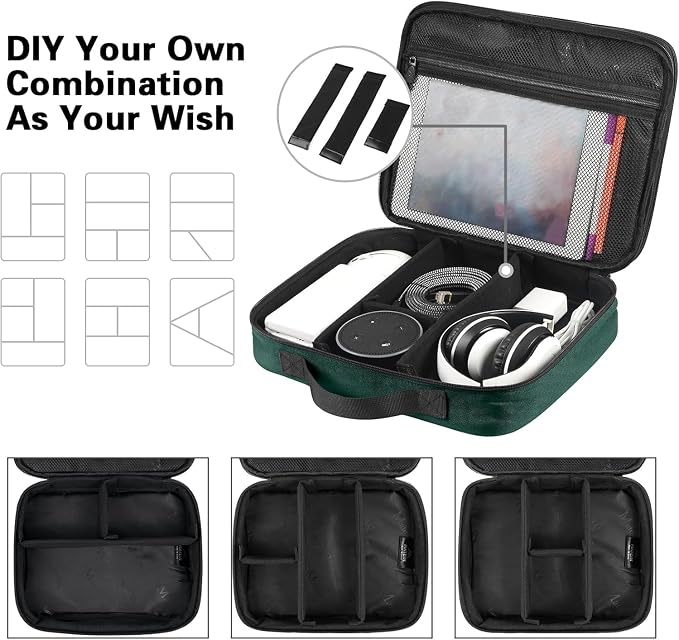 MATEIN Tech Organizer Travel Case, Large Water Resistant Cable Organizer for Electronic Accessories, Sturdy Carrying Tech Bag With Handle for Cord, Power Bank, Tablet (Up to 12.9inch), Peacock Blue