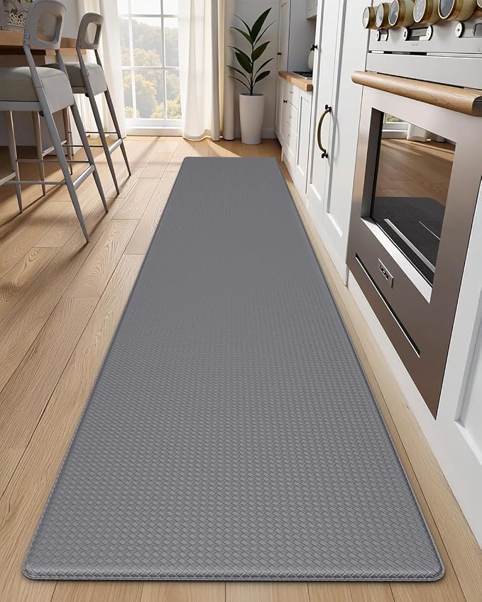 Kitchen Mats for Floor, Extra Long Anti-Fatigue Kitchen Rug, Grey | Cushioned Comfort,Non-Slip Backing,Waterproof Surface,Soft Underfoot,Easy Clean,Kitchen Sink,Laundry Room,Standing Desk