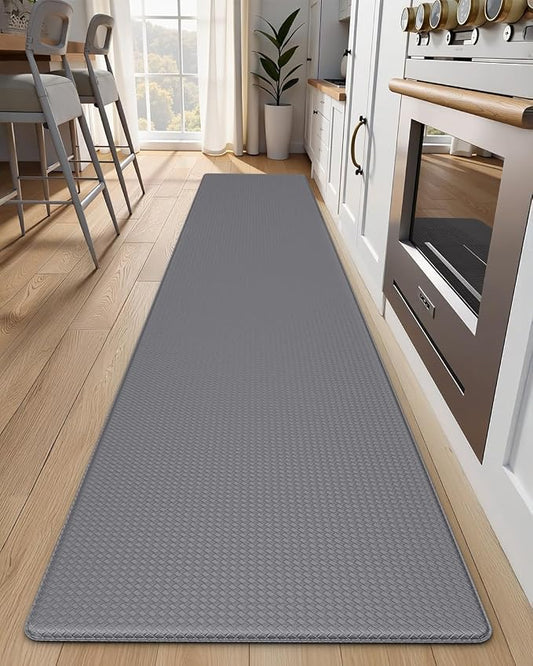 Kitchen Mats for Floor, Extra Long Anti-Fatigue Kitchen Rug, Grey | Cushioned Comfort,Non-Slip Backing,Waterproof Surface,Soft Underfoot,Easy Clean,Kitchen Sink,Laundry Room,Standing Desk