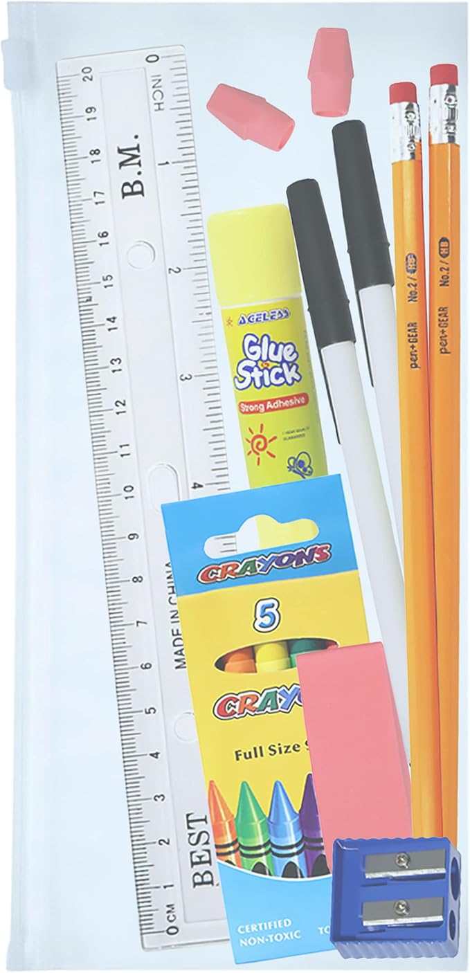 16 Piece Bulk School Supplies Kit for K-12 - Essential Box of School Supplies for Elementary, Middle, and High School Students