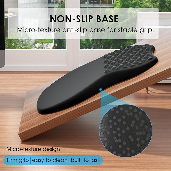 MROCO Ergonomic Mouse Pad with Wrist Support, 11.8 x 7.8 Inch, Black | Memory Foam Wrist Rest Mouse Pad, Non-Slip Base, Smooth Lycra Surface for Office & Home, Comfortable Wrist Support