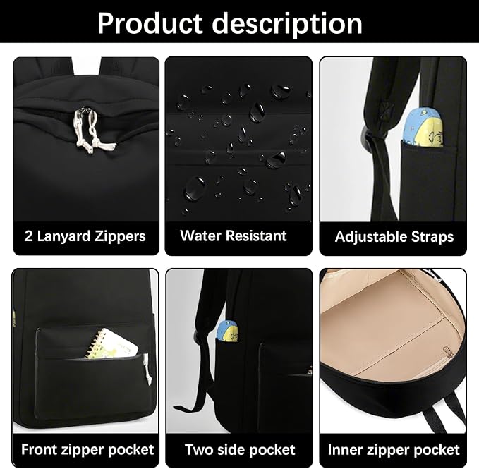 Bluboon Teens Backpack Set Girls School Backpack Lunch Box Pencil Bags Student Bookbags 3 in 1