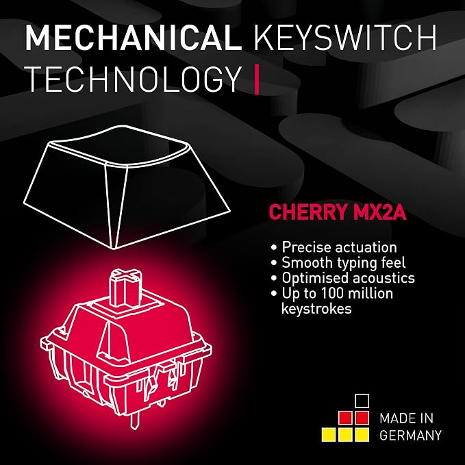 Cherry MX 3.0S Wireless, Mechanical Gaming Keyboard, Bluetooth, 2.4 GHz & Wired Mode, RGB Lighting, Aluminum Housing, Rechargeable, MX2A Blue Switches, Pink
