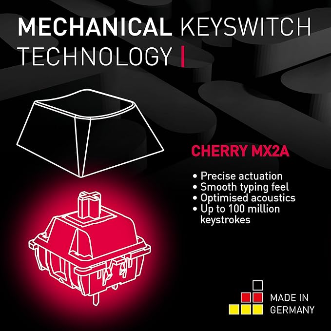 Cherry MX 3.0S Wireless, Mechanical Gaming Keyboard, Bluetooth, 2.4 GHz & Wired Mode, RGB Lighting, Aluminum Housing, Rechargeable, MX2A RED Switches, Pink