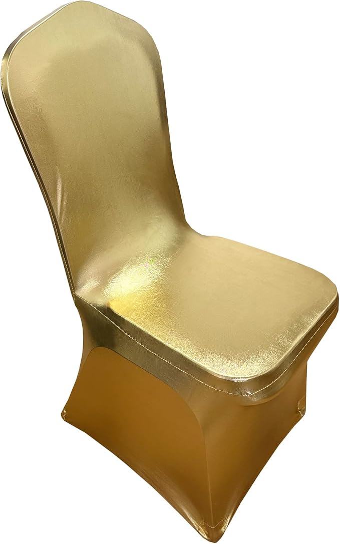 Stretch Chair Cover Chair Decoration for Wedding Banquet Party (Shiny Gold) | chair slipcover wedding decor dining room seat covers for chairs spandex metallic luxury gold full chair covers