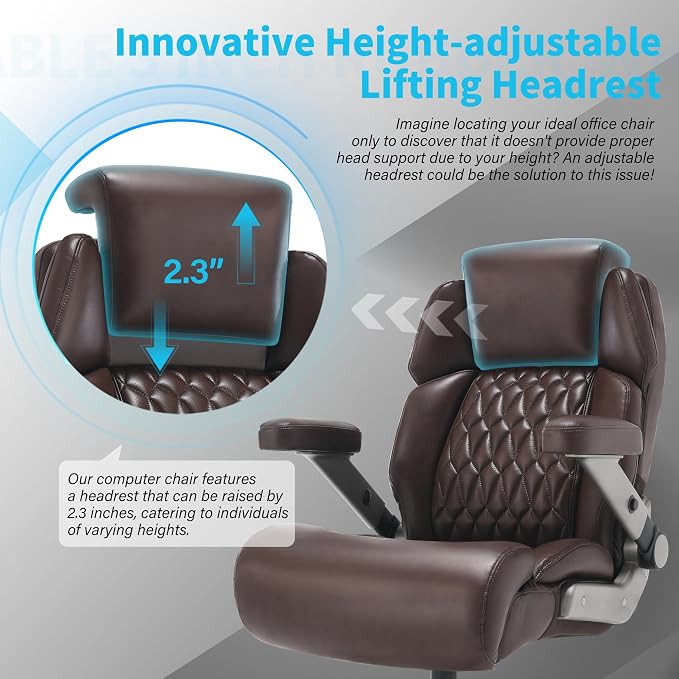Big and Tall Office Chair 700lbs, Ergonomic High Back Computer Desk Chair | Adjustable Headrest&Lumbar Support, 3D Flip Arms, Large Wheels, Heavy Duty Metal Base, Thick Padded Wide Seat Executive Chair