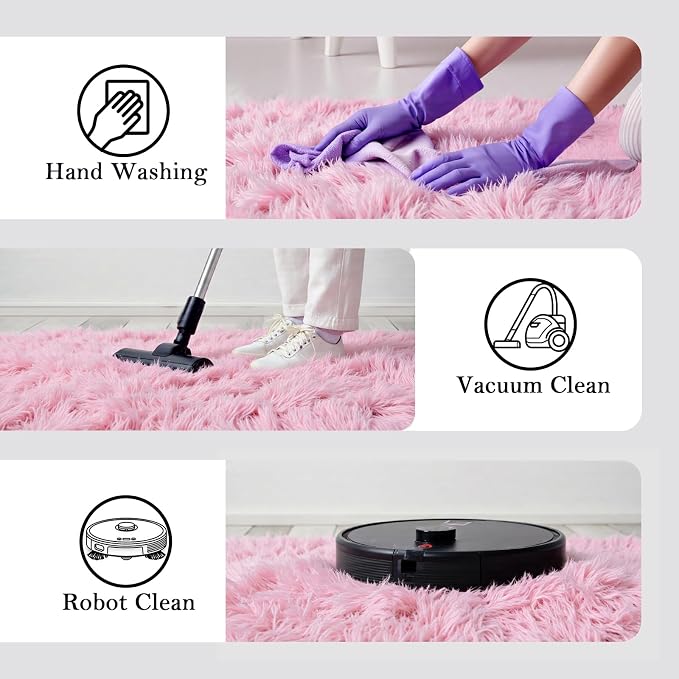 8x10 Area Rugs for Living Room Bedroom, Large Area Rug Shaggy Carpet Soft Plush Furry Bedside Rug, Rugs for Home Decor (8 x 10, Pink)