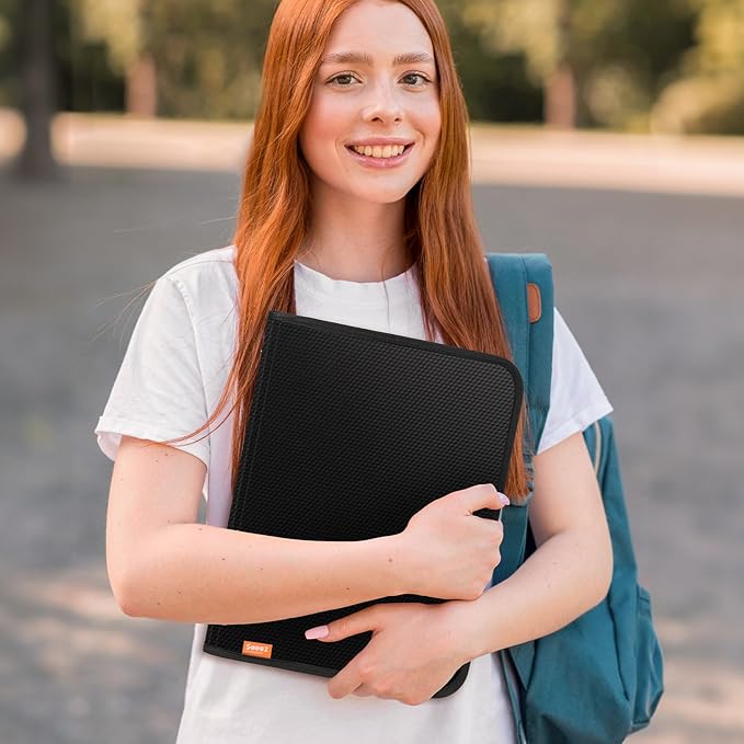 Sooez 13 Pocket Accordion File Organizer, Zipper Expanding File Folder Organizer, Reinforced Plastic Accordion Folder, A4 Letter Size, Portable Folders for Documents, Green