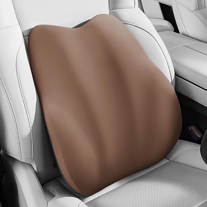 BEBAS Lumbar Support Pillow for Car, Memory Foam Back Cushion for Driving, Ergonomic Lumbar Pillow for Pain Relief, Comfort Lower Back Support for Office Chairs, Car Seat, Wheelchair -Brown