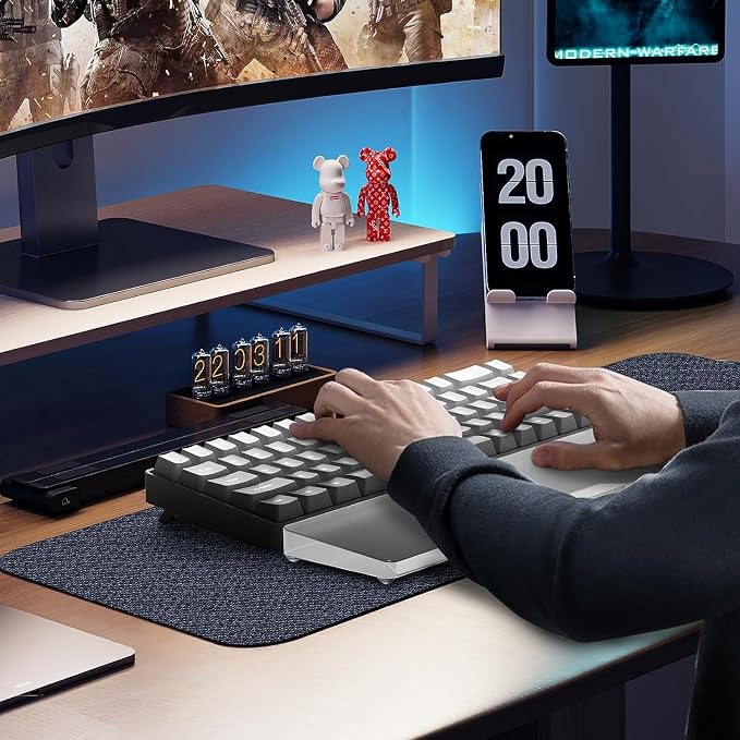 Acrylic Keyboard Wrist Rest Pro- Compact 60% Keyboard- Mechanical Keyboards Ergonomic Palm Rest for Computer Keyboard,Anti-Slip Base,Wrist Pad for Laptop,Office & Home-Easy Typing,Silver