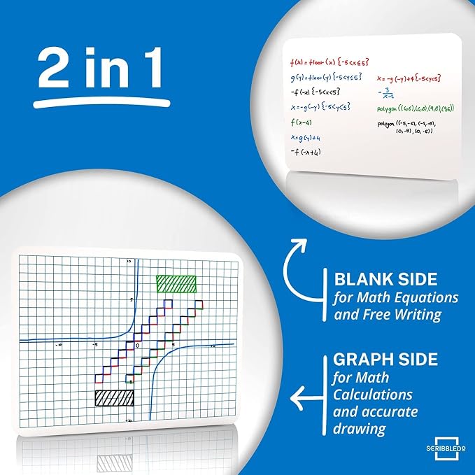 2 Pack Dry Erase XY Axis Lap Board 9”X12” | Interactive Learning Coordinate Grid Whiteboard (Double Sided)