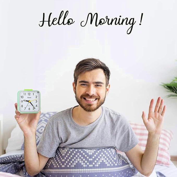 Alarm Clock, Travel Clock Loud Alarm,Luminous,Night Light,Snooze | Analog Alarm Clock Silent No Ticking Battery Operated, Quiet Small Desk Clock for Bedrooms Deep Sleeper Adults Kids, Easy Set