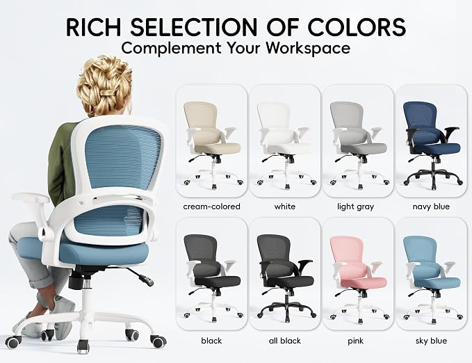 TRALT Office Chair - Ergonomic Office Chair with Back Support, Home Office Desk Chairs, 330lbs Wide Seat Big and Tall Office Chairs, Comfy Desk Chair for Work, Study, Office, Gaming (Blue)
