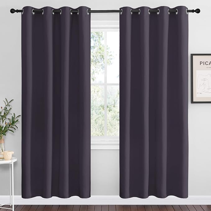 NICETOWN Greyish Purple Blackout Curtains 78 inches Length for Living Room, 2 Panels, 55" Wide, Thermal Insulated Decoration Drapes for Bedroom Window