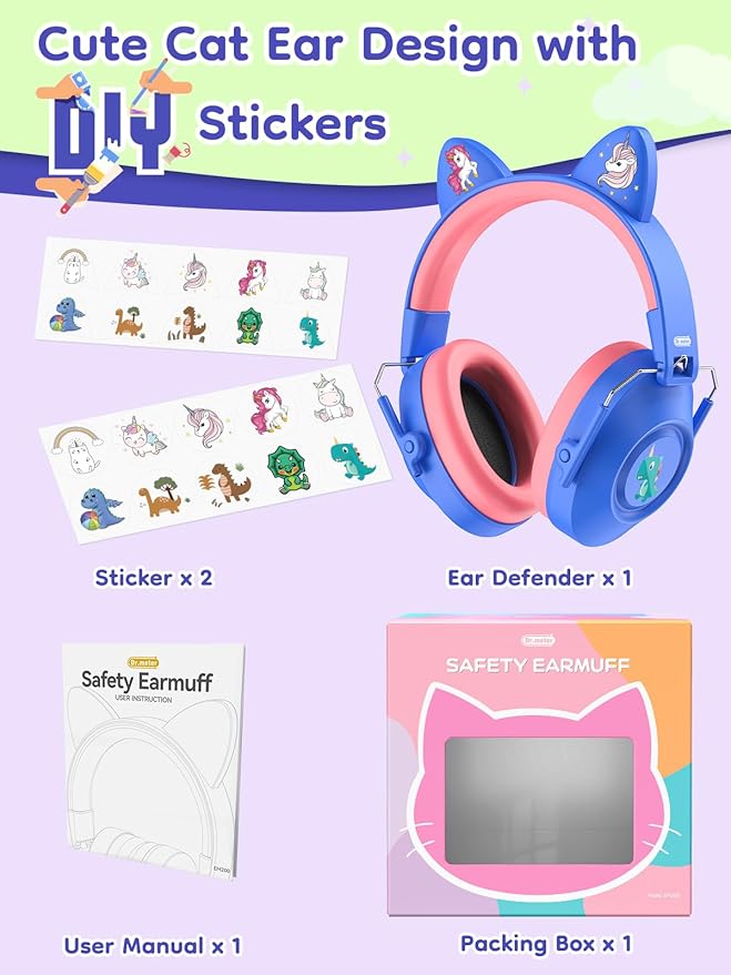 Noise Cancelling Headphones for Kids, SNR 32dB Hearing Protection Earmuffs for Noise Reduction, Ear Muff for Autism Sensory Monster Jam Derby Mowing Concert Air Show Gifts for Kids