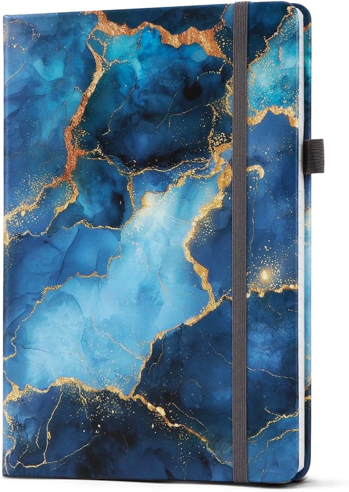 Lined Journal Notebook A5, College Ruled Hardcover Journal for Women, 160 Pages with 100gsm Thick Paper for Writing, Work, Notes & Journaling, Gift for Women, Blue Marble